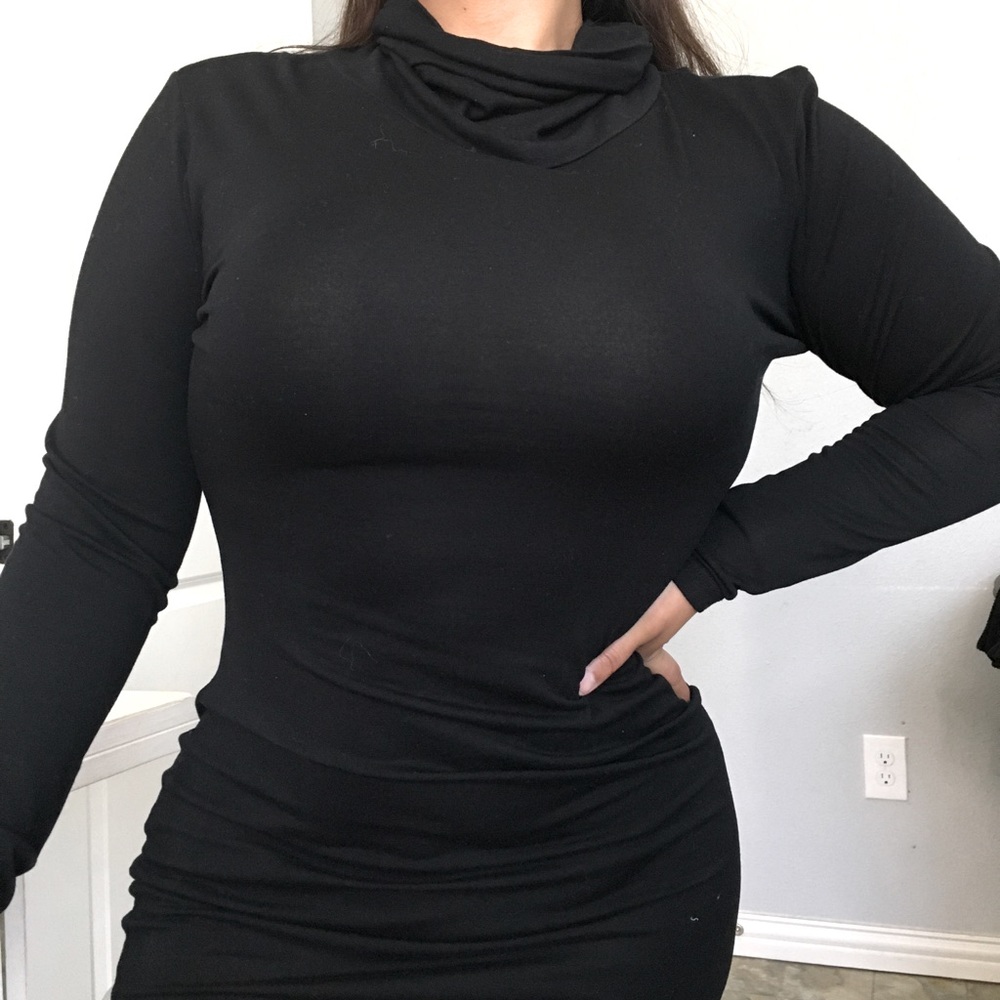 Long Sleeve Turtle Neck Long Dress